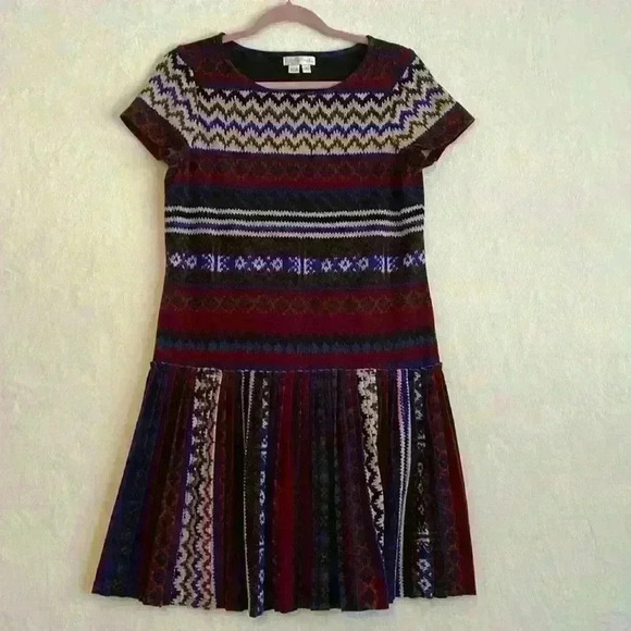 London Times Women's Short Sleeve Knit Dress Pleated Skirt Size 8 - Picture 1 of 8